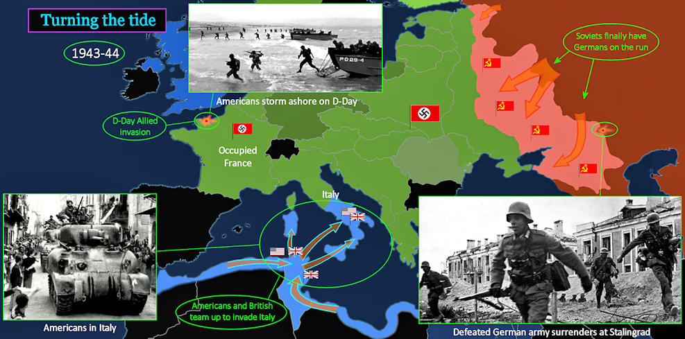 Pushing Hitler back, 1943 map